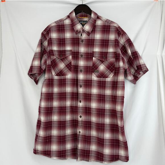 Ariat Other - Ariat Rebar Plaid Work Shirt XL Tall